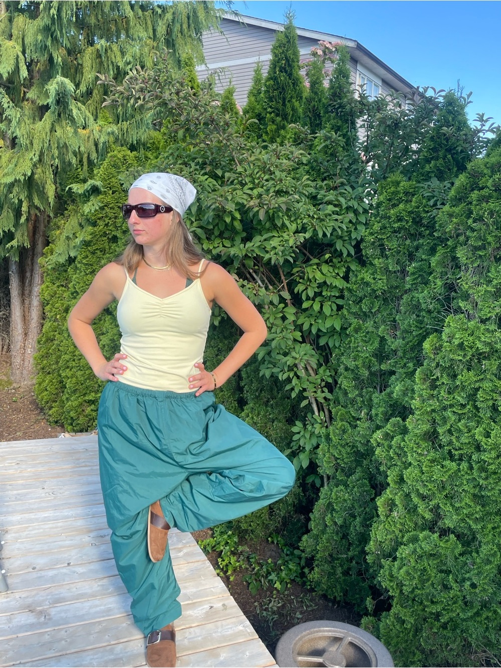 Teal Elastic-Waist Windbreaker Hiking Pants - Picture 3 of 4